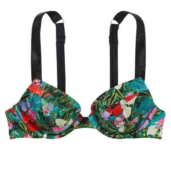 V.S(2pc)Swim Shine Strap Tee Push Up - Brazilian Set (Tropical)-34A - XS - Picture 3 of 10